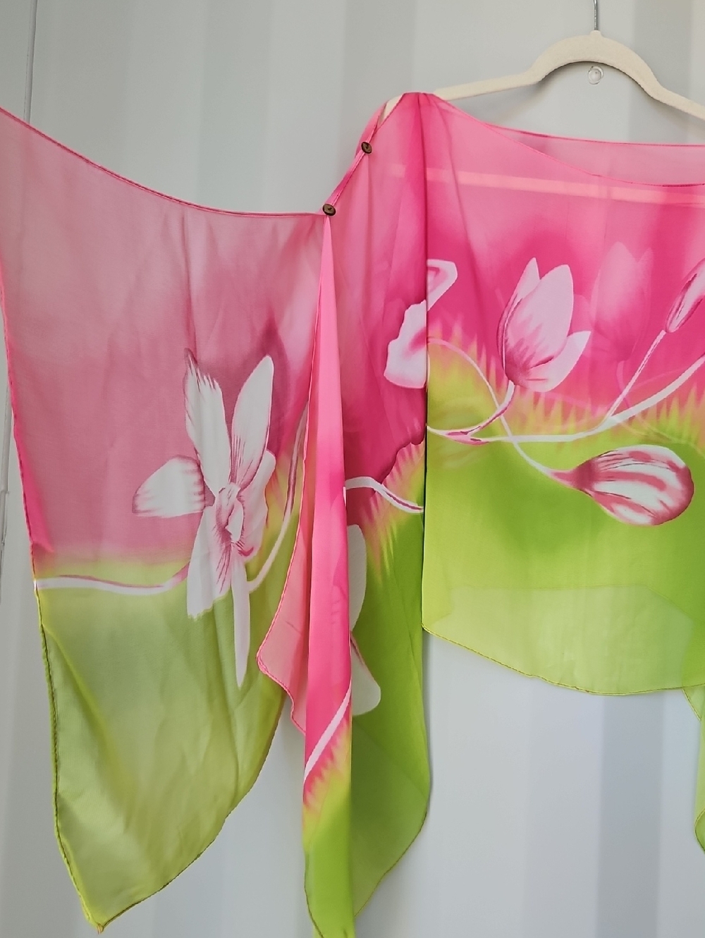 Pink & Lime Floral Scarf Wrap - Picture 2 of 5